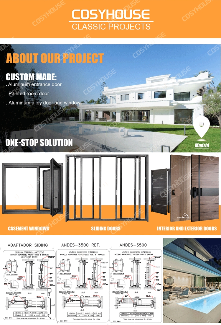 Custom Cast Aluminum Thermal Break Front Entry Door Modern Exterior Security Entrance Door for House Villa