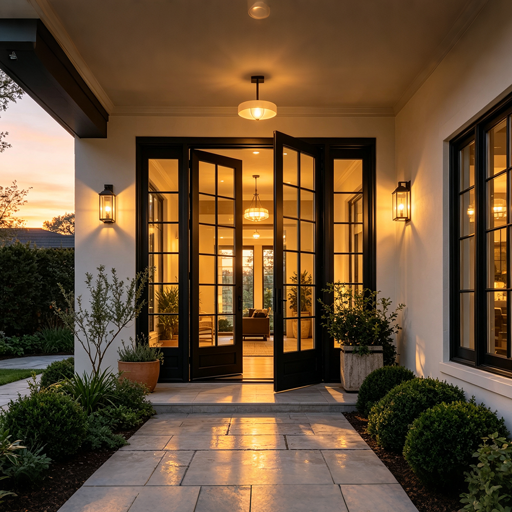 Narrow Frame Glass Entry Door Private Residence