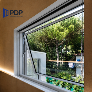 Fashionable Weatherproof Swing Awning Window Stainless Steel Aesthetic Aluminium Frame Outdoor Kitchen Villa Bathroom Exterior