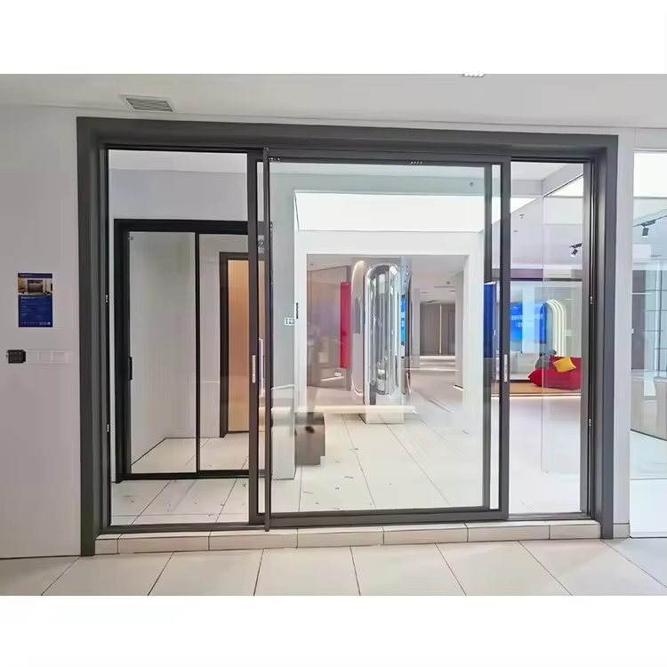 Fuson Commercial Security and Heavy-Duty With Bulletproof Glass Aluminum Sliding Doors for Shopping Malls or Restaurants