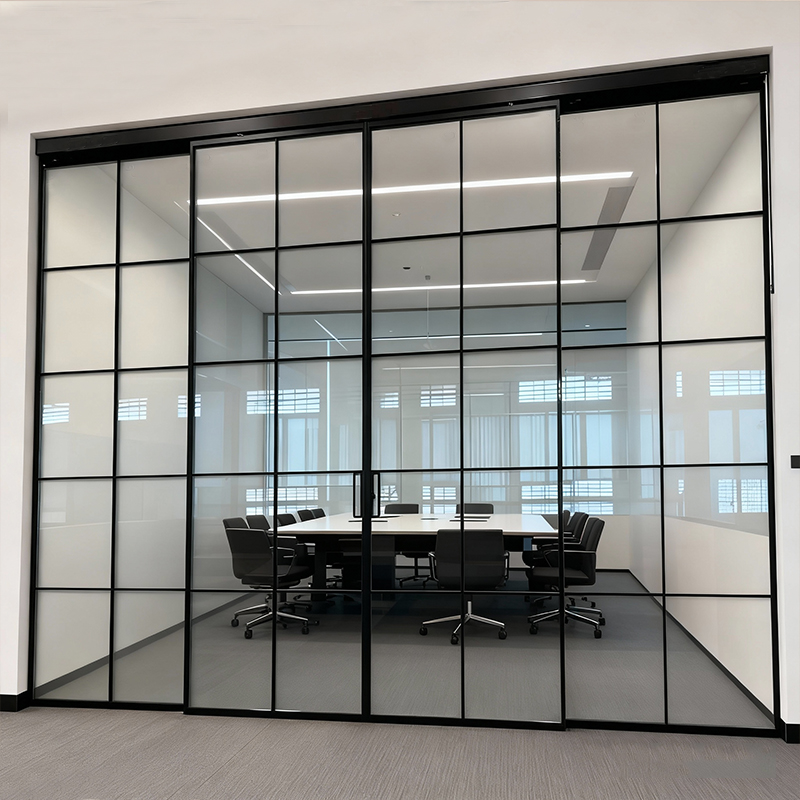 HDSAFE Aluminum Frame Glass Sliding Door 8mm Frosted Glass No Bottom Track Soft Closing for Hotel Apartment Residential Project