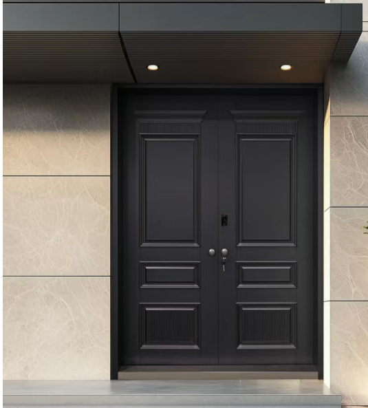 Aluminum Security French Door-Waterproof Exterior Entry Door for Hotel Apartment Villa Use
