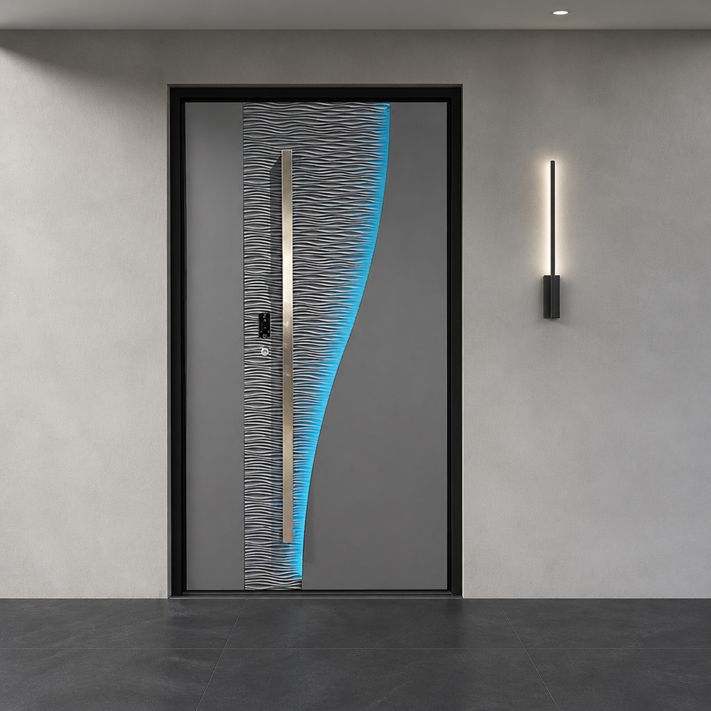 Precision-carved Aluminum Panel, Soundproof Acoustic Metal Steel Fire-rated Entrance Door Front Entry Doors