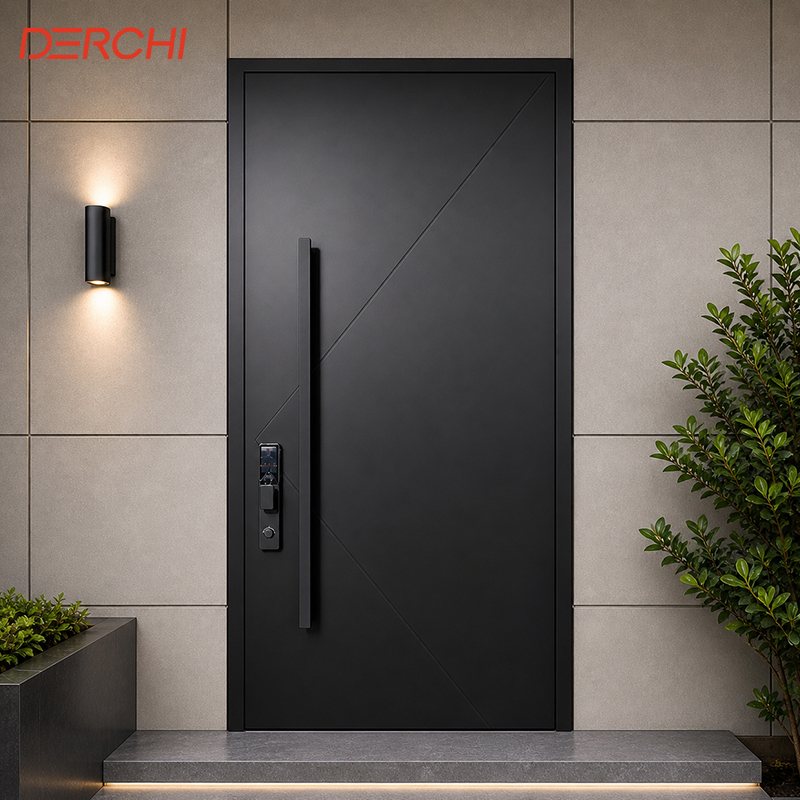 Minimalist Entrance Door Aluminum Front Door Exterior Aluminum Security Door for Residential Apartment