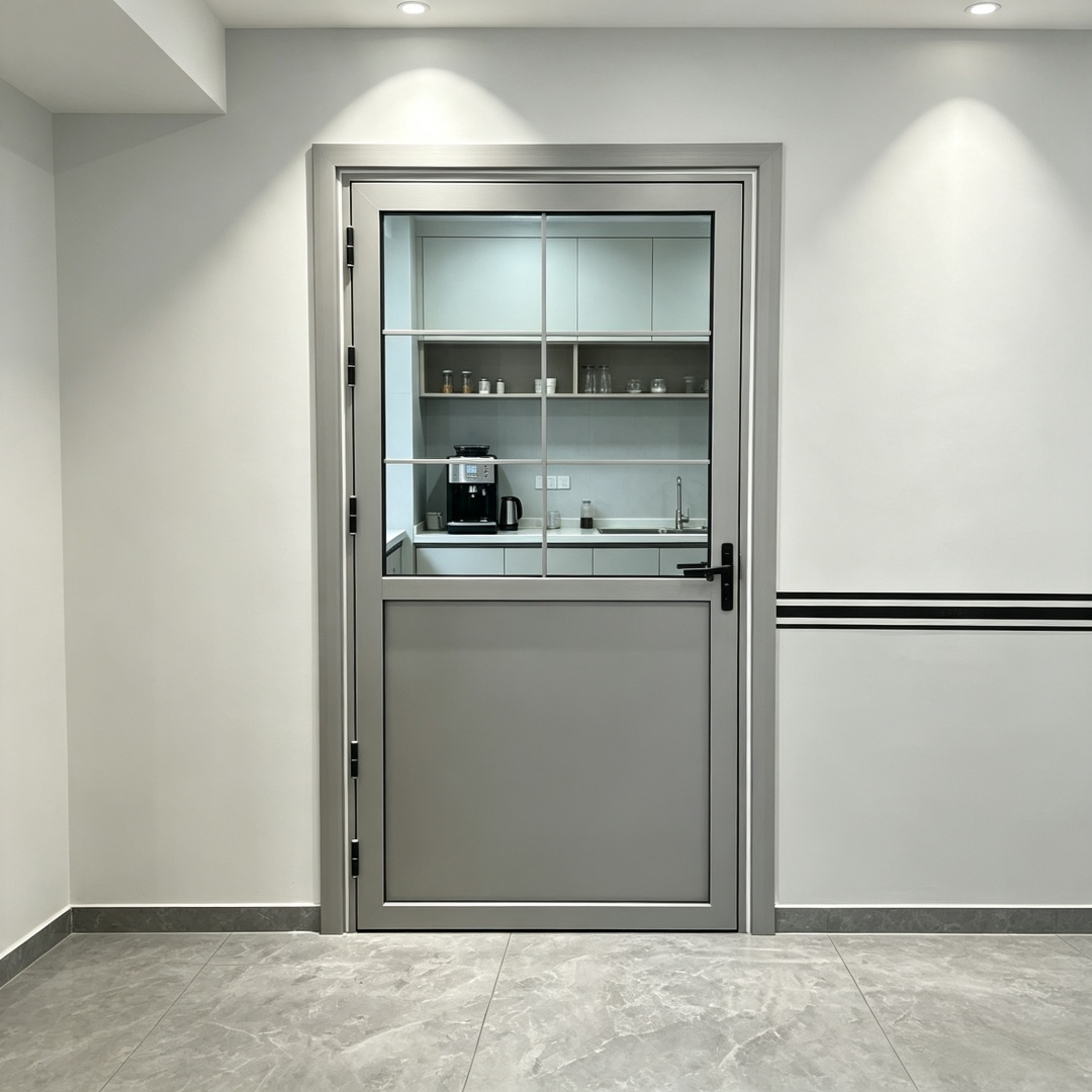High Quality Minimalist Narrow Frame Half Glass Panel Aluminum Alloy Interior Door For Bathroom Kitchen