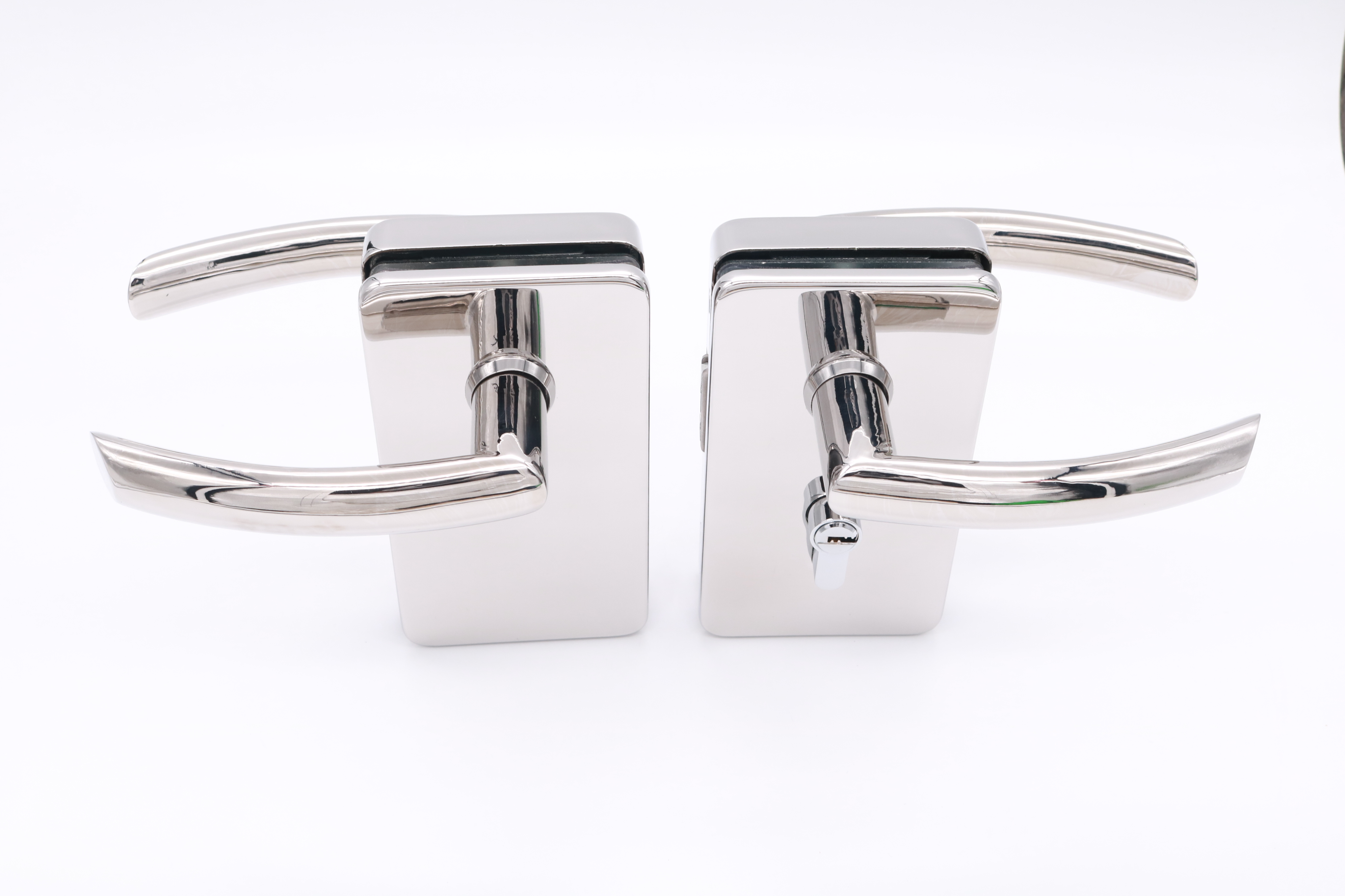 Square glass door lock with handles