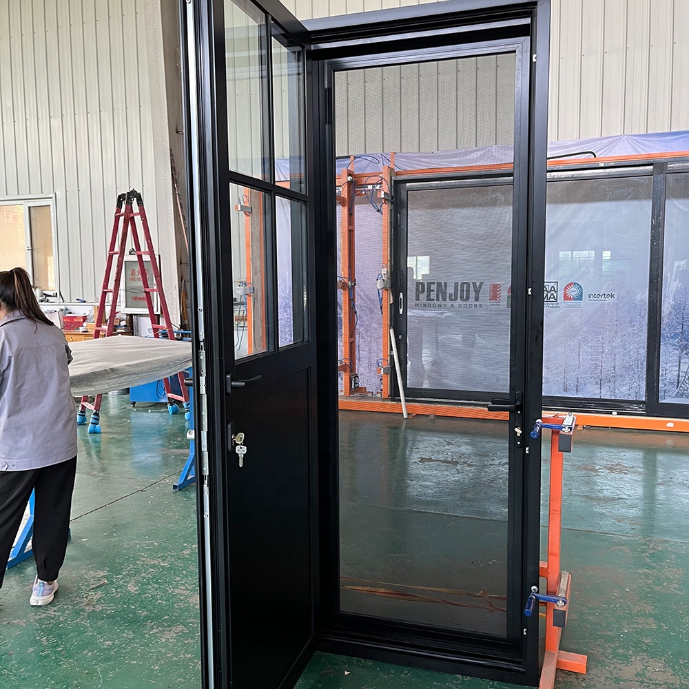 Thermal Break Aluminum Swing Door with Screen Window for Exterior Patio Custom Size