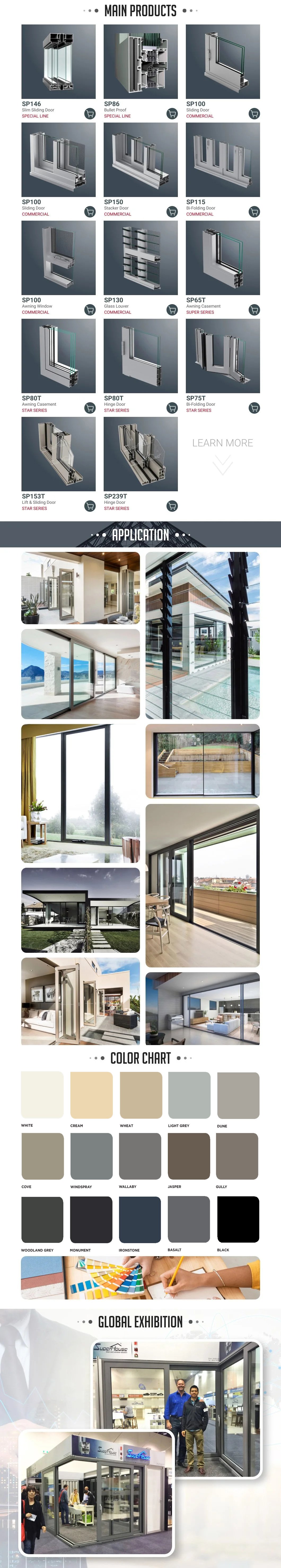 Superhouse Used Storm Doors Commercial Aluminum Storm Double Tempered Glass Swing Door Structure