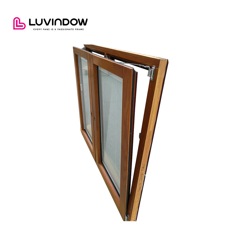 China Factory Direct Grill Design Double Figured Glass Tilt and Turn Aluminum Wood Window Arch Window