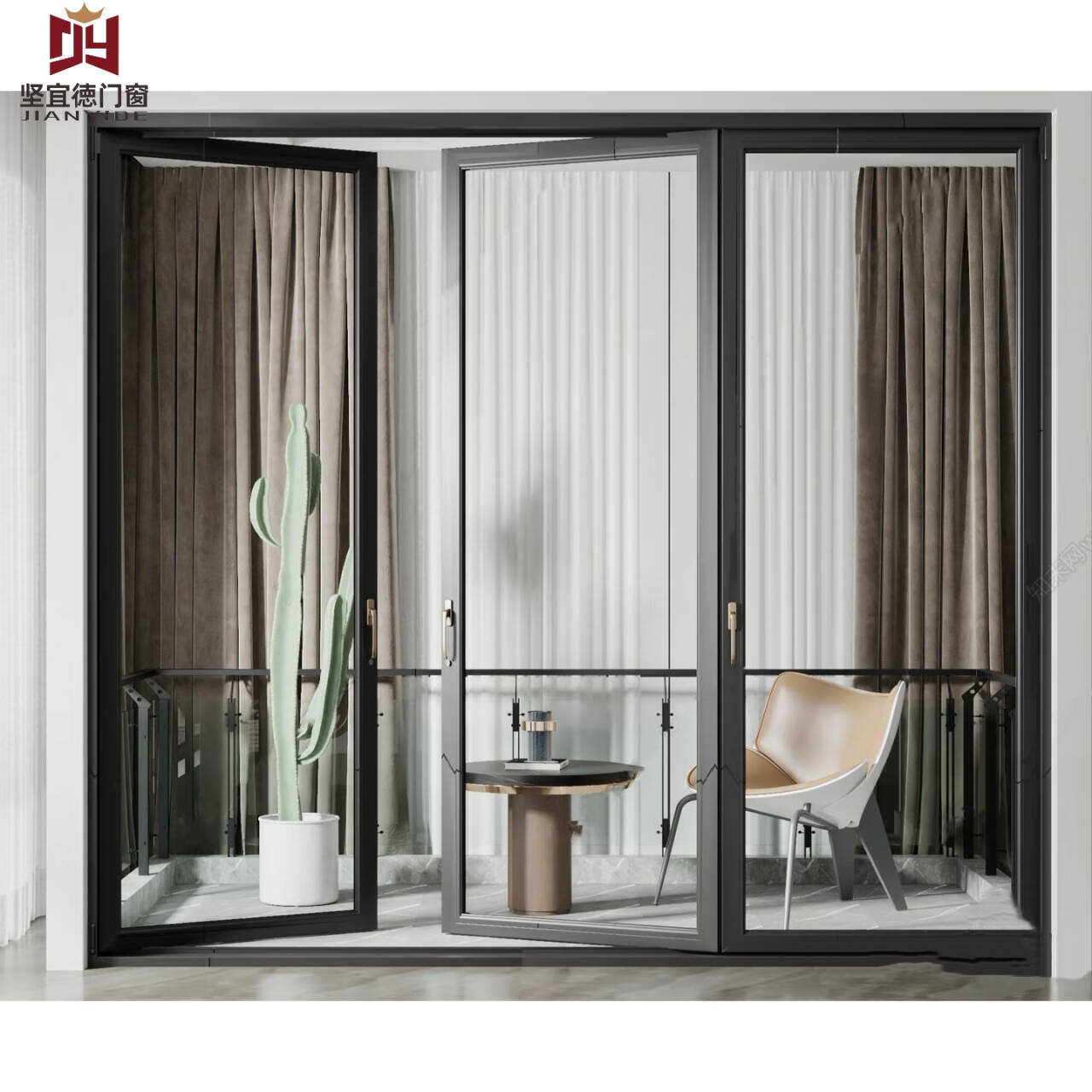 Aluminum Swing Door For Apartment/Hotel Use-High Durability Soundproof &amp; Weatherproof Modern Design Powder Coated Surface