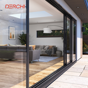 Luxury Heavy Duty Slim Frame Panoramic Large Glass Panel Sliding Glass Aluminium Door