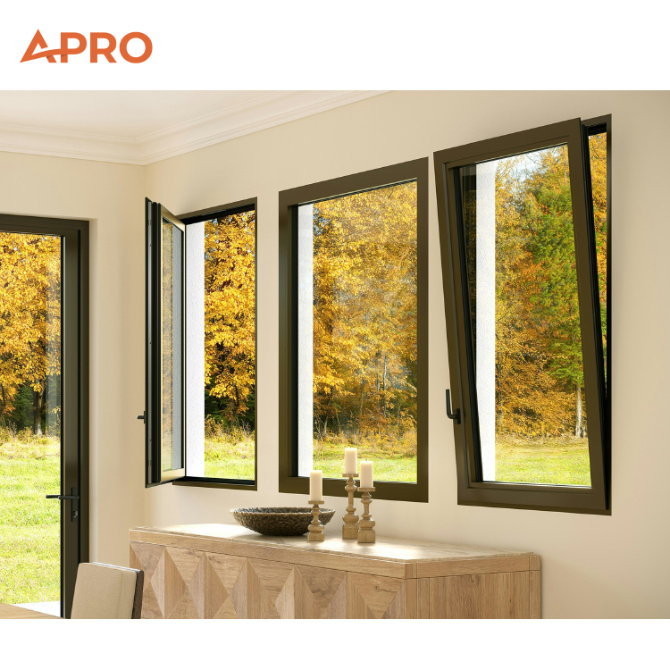 Tilt and Turn windows Aluminum Glass Window Energy Efficient Double Glass Glaze Casement Window with NFRC Standard