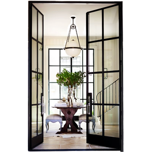 Custom Aluminum Exterior French Door With Tempered Glass Modern Balcony French Swing Door