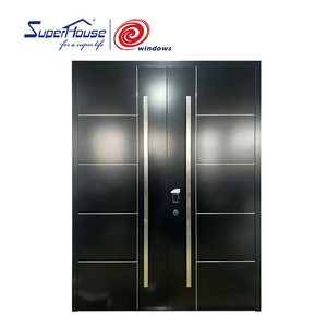 Modern Style Aluminum Double Entry Door With Smart Lock