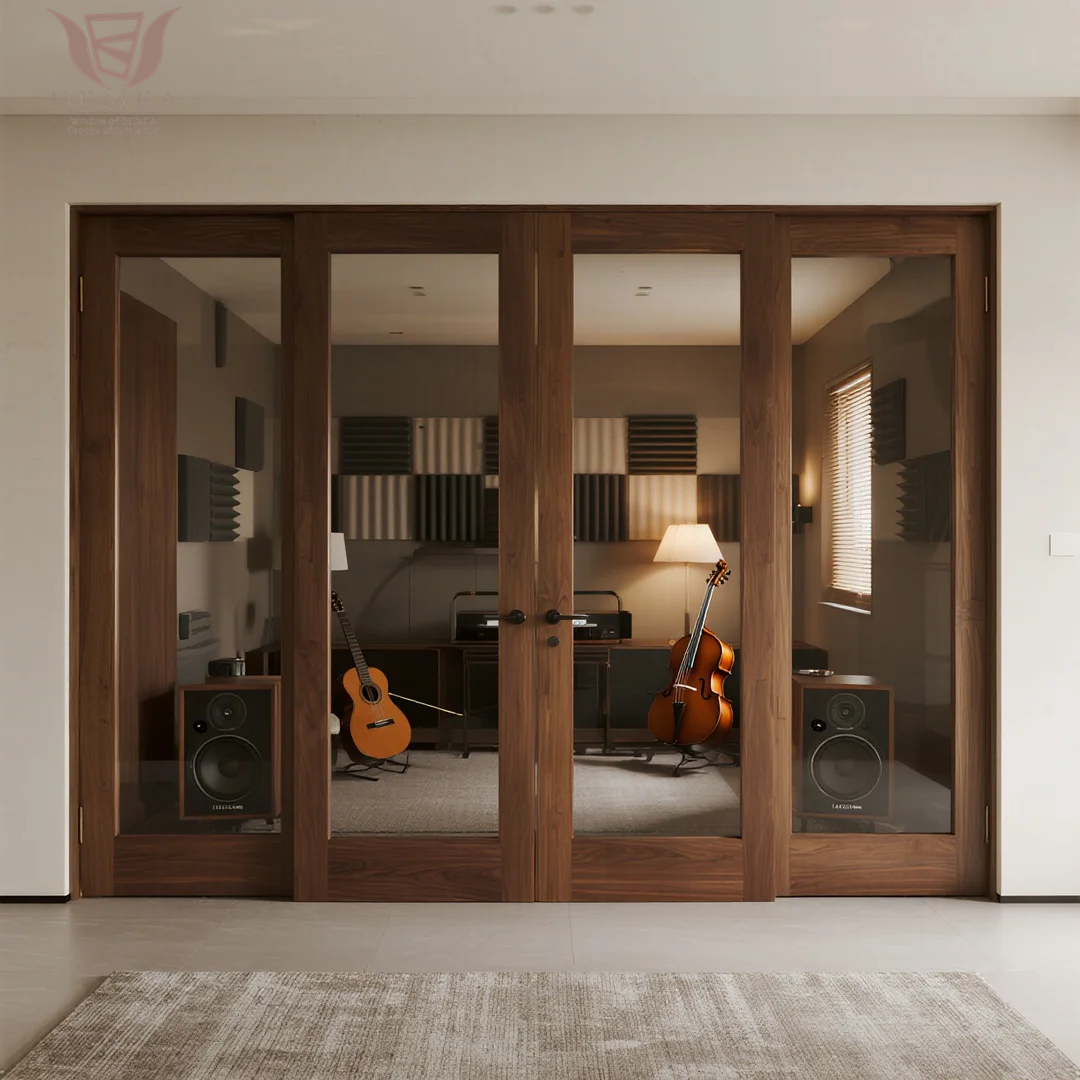 DEMEA Antique Style Soundproof Thermal Break Aluminum Swing Entrance Door for Residential House for Entry Living Room Bedroom