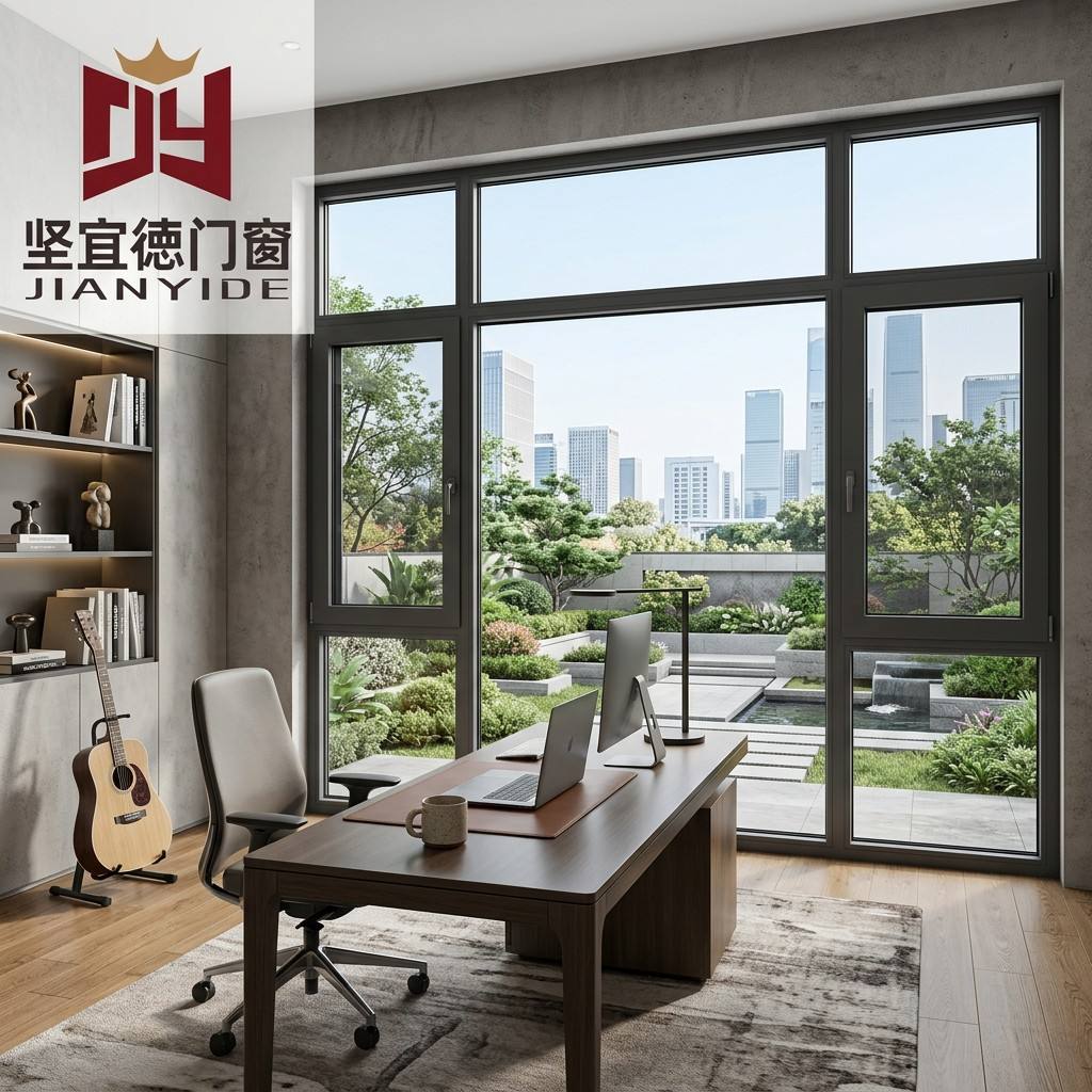 European Hurricane-resistant High-impact Black Aluminum Alloy Slim Aluminum Doors and windows Casement windows