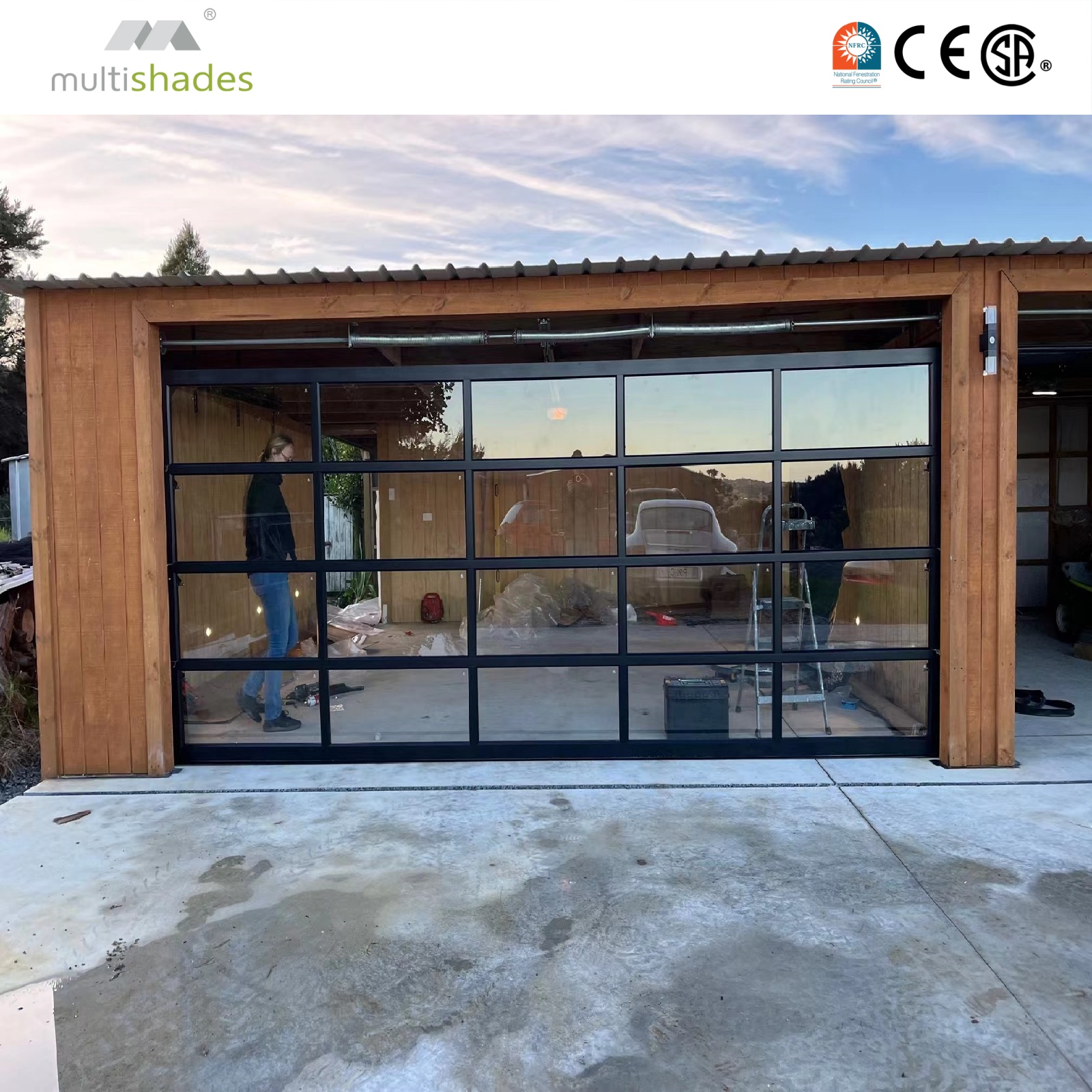 Automatic Sectional Customized Aluminum Frameless 16x8 10x10 Commercial Wholesale Double Insulated Glass Garage Doors for House