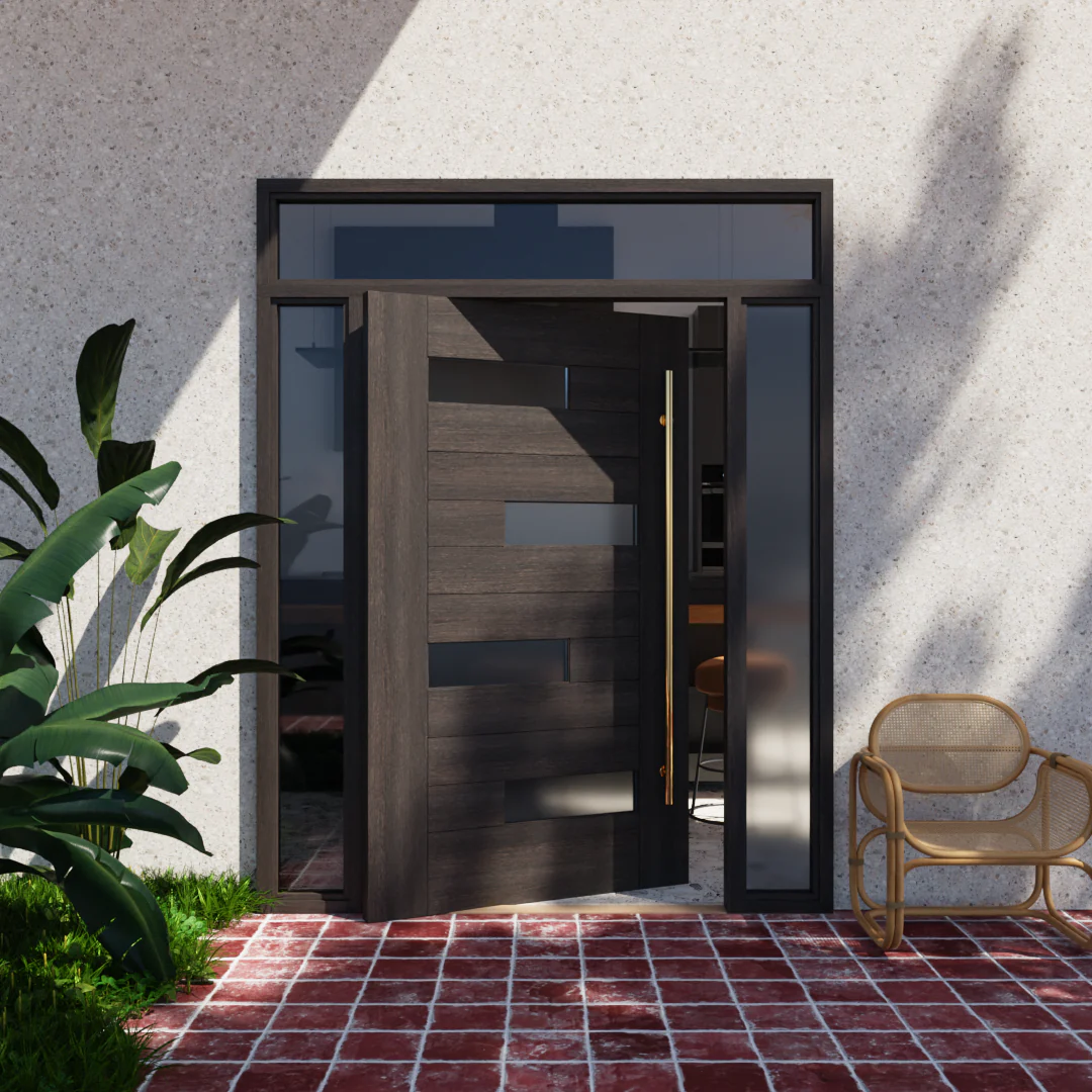 Ace Customized Direct Factory Price Wooden Frame Pivot Entrance Front Door Wood Front Entry Doors &amp; Exterior Doors For Home