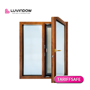 Luvindow European Style Thermal Break Aluminium Wood Triple Pane House Glass Casement Windows