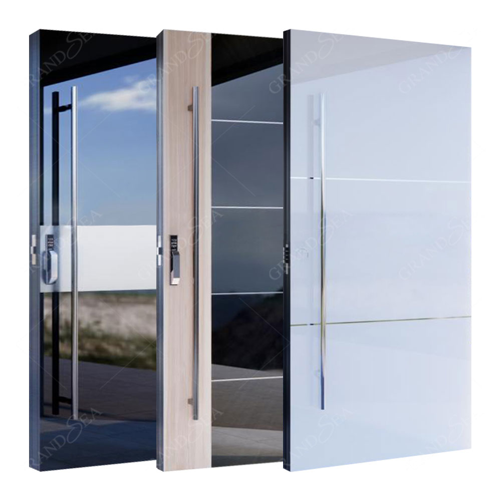 Modern Stainless Steel Pivot Entry Doors Luxury Villa Entrance Security Doors Aluminium Mental Front Exterior Doors Residential
