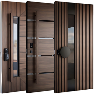 Security Main Door with Finger Print Solid Wood Aluminum Front Entry Doors