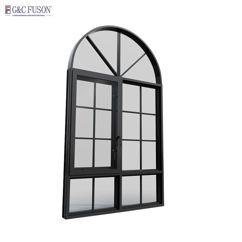Fuson High Quality Soundproof Triple Glazed Window Retro French Style Aluminum Alloy Frame Casement Window Design