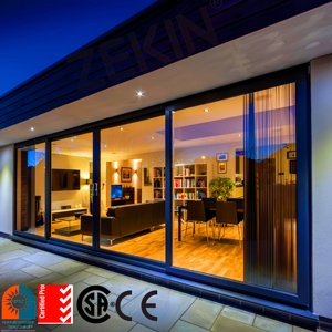ZEKIN Customized Aluminum Patio Balcony Sliding Doors Double Tempered Glass Heavy Duty Glass Door
