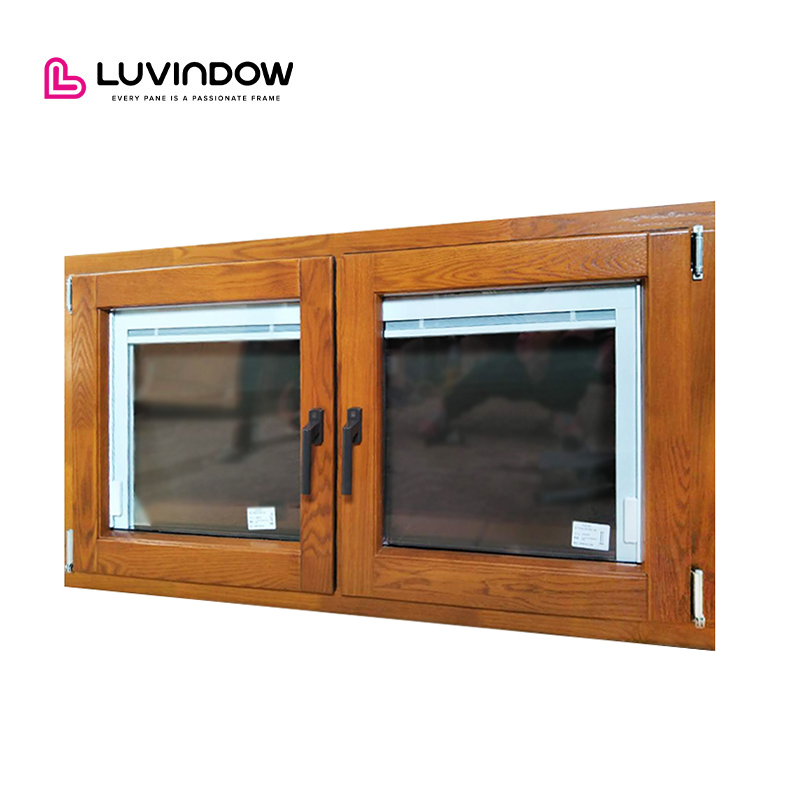 China Factory Direct Grill Design Double Figured Glass Tilt and Turn Aluminum Wood Window Arch Window