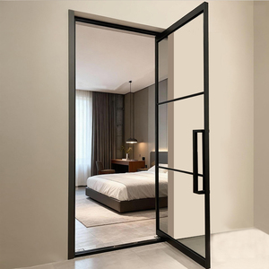 Apartment Building Project Glass Swing Door Aluminum Casement Door Interior Office Partition Wall Room Pivot Hinge Glass Door