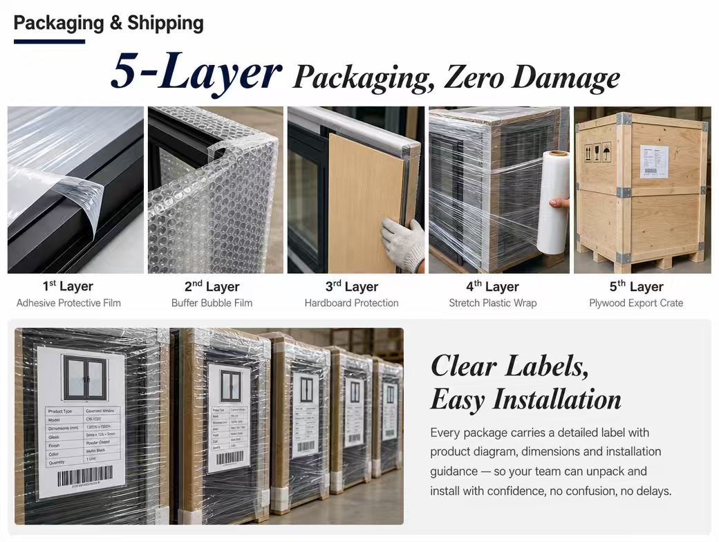 Factory Price Aluminum Wood Composite Casement Window High Performance Double Glazed Outswing Wood Window Manufacturer