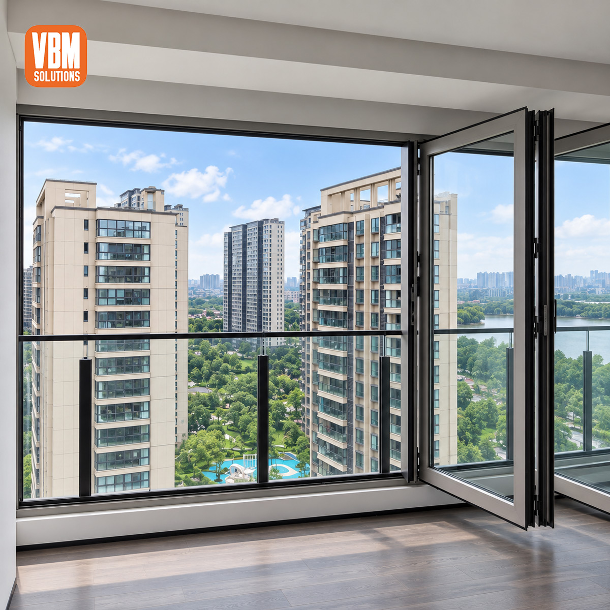 Soundproof Aluminium Bifold Window with Double Tempered Glass for Apartment Balcony and Urban Residence