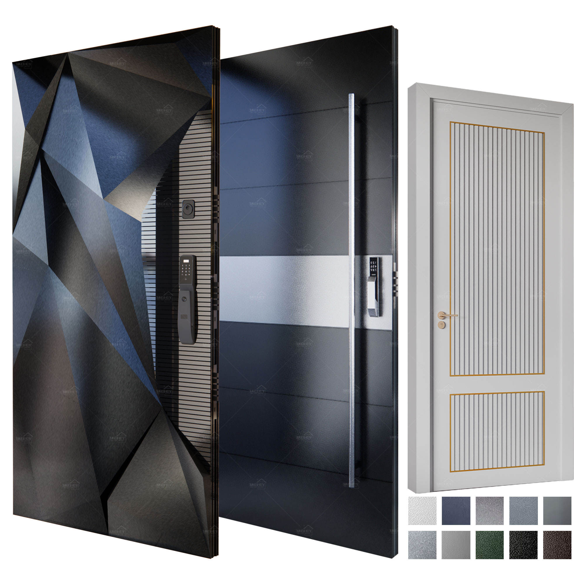 European High Quality Luxury Cast Aluminum Exterior Door Hurricane Impact Front Doors Security Villa Entrance Door