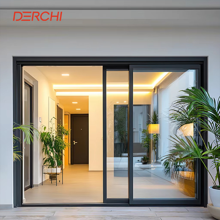 Luxury Heavy Duty Slim Frame Panoramic Large Glass Panel Sliding Glass Aluminium Door for Villa House