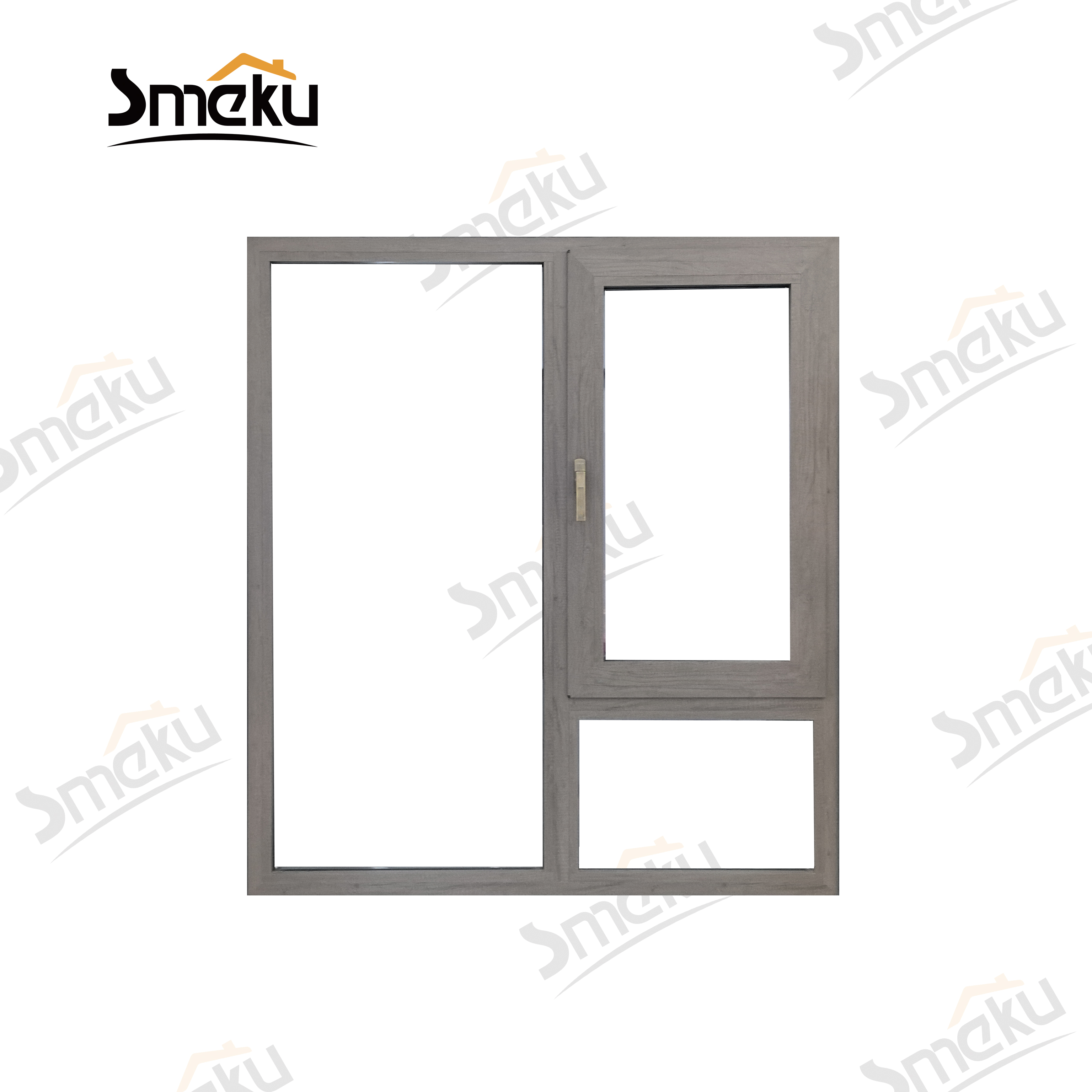 Custom Luxury Anthracite Grey Aluminum Alloy Swing Casement Window and Fixed Glass Panel for Modern Bedroom &amp; Kitchen Apartment