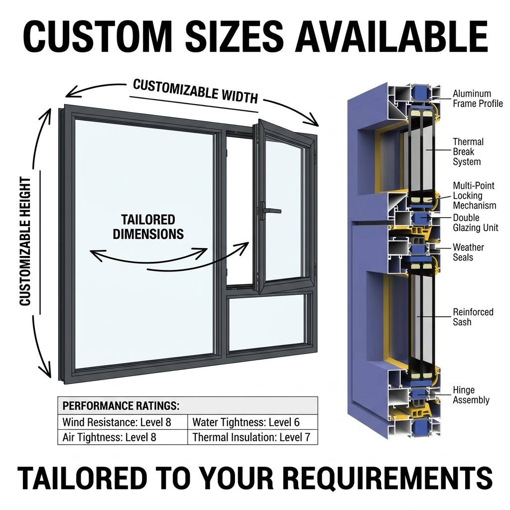 Aluminium Tilt and Turn Casement Windows with Insect Screen for European Residential Projects Custom Size OEM ODM CE Certified