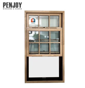 Penjoy Craftsman Solid Wood Single Hung Window Aluminum Clad Wood Double Glazed