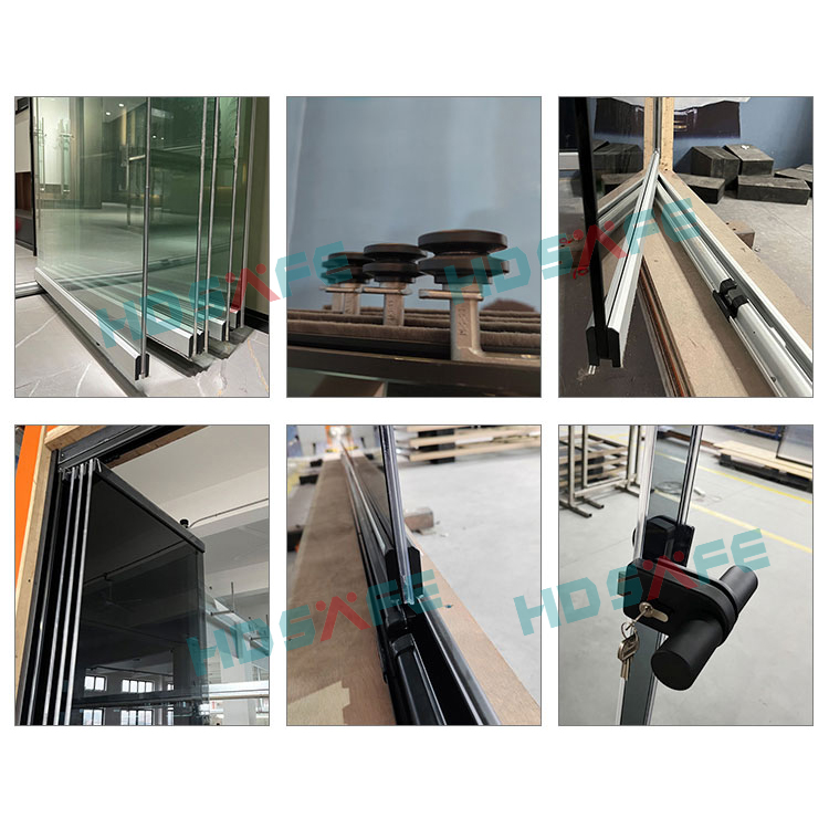 Sunroom Frameless Accordion Door Partition Wall Glass Curtain Exterior Bi Fold Door Hardware Aluminum Balcony Glass Door Patio