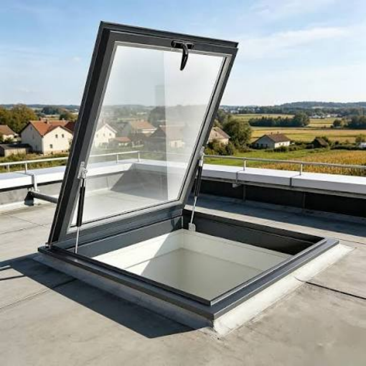 Black Aluminum Pitched Roof Skylight Awning Double Glazed Waterproof Built in Roller Blind Custom Size for Villa House