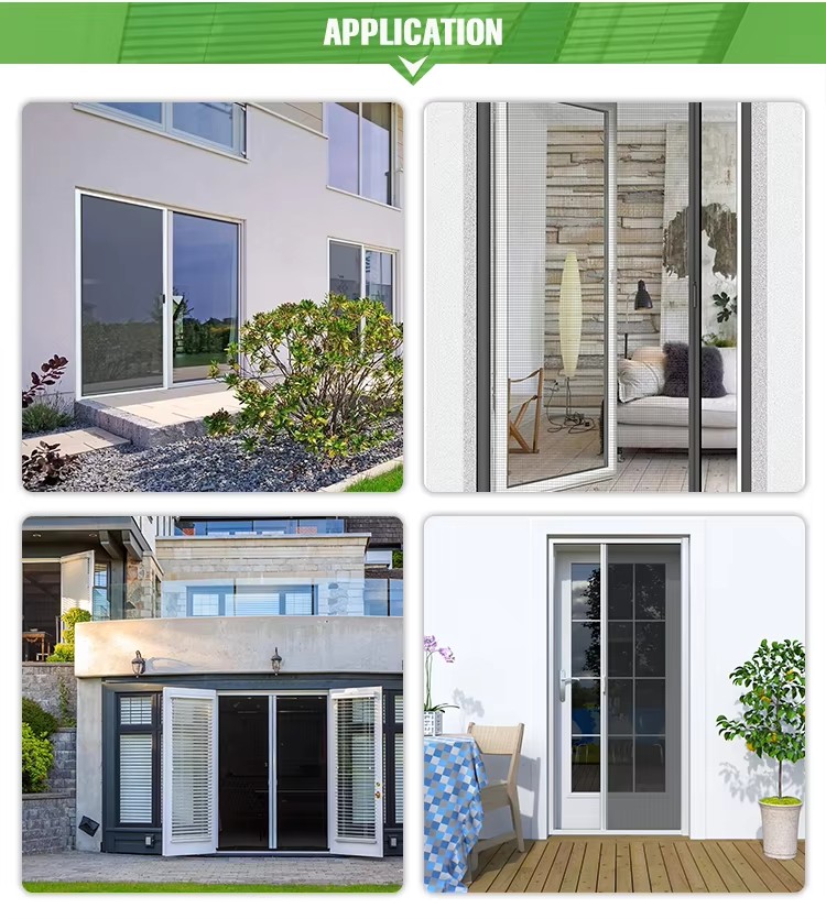 Diy Custom Size Retractable Pleated Insect Screen Door Fiberglass Mesh Door System Anti Mosquito Aluminum Roller Screen Door
