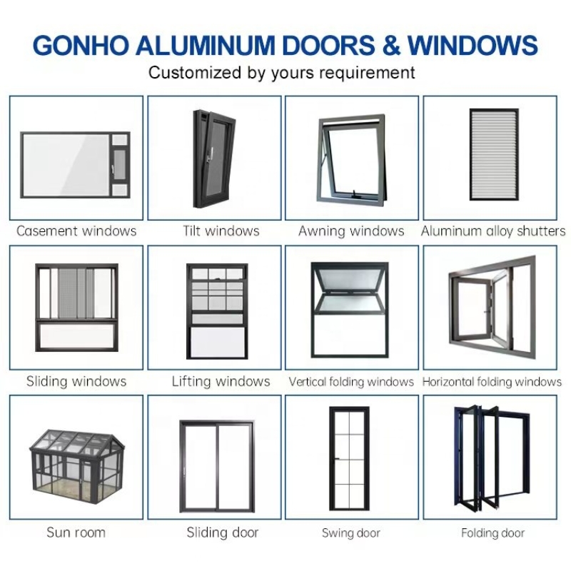 Commercial Used Residential Exterior Bifolding Window Tempered Glass Aluminum Windows And Doors For House