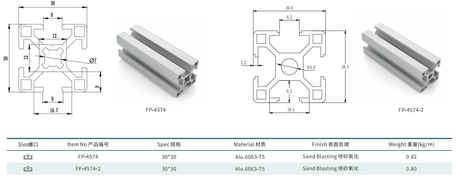 Hot Selling 30*30 Slot 8 Extrusion Side Window Door Durable Industrial Aluminium Profiles at Low Price Made of Aluminum Alloy