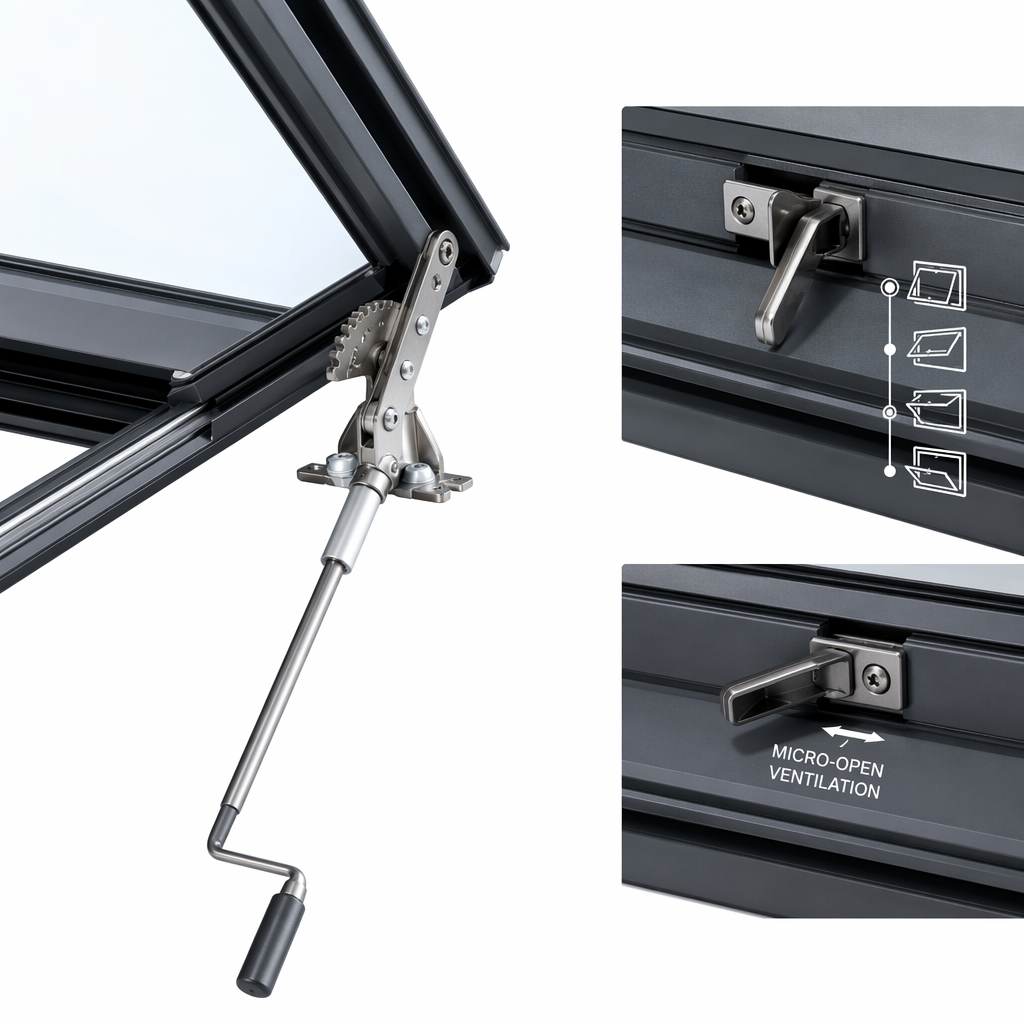 Manual Pitched Roof Skylight | Top-Hung Attic Window | Thermal Break Aluminum Frame | Double Glazed Low-E Glass