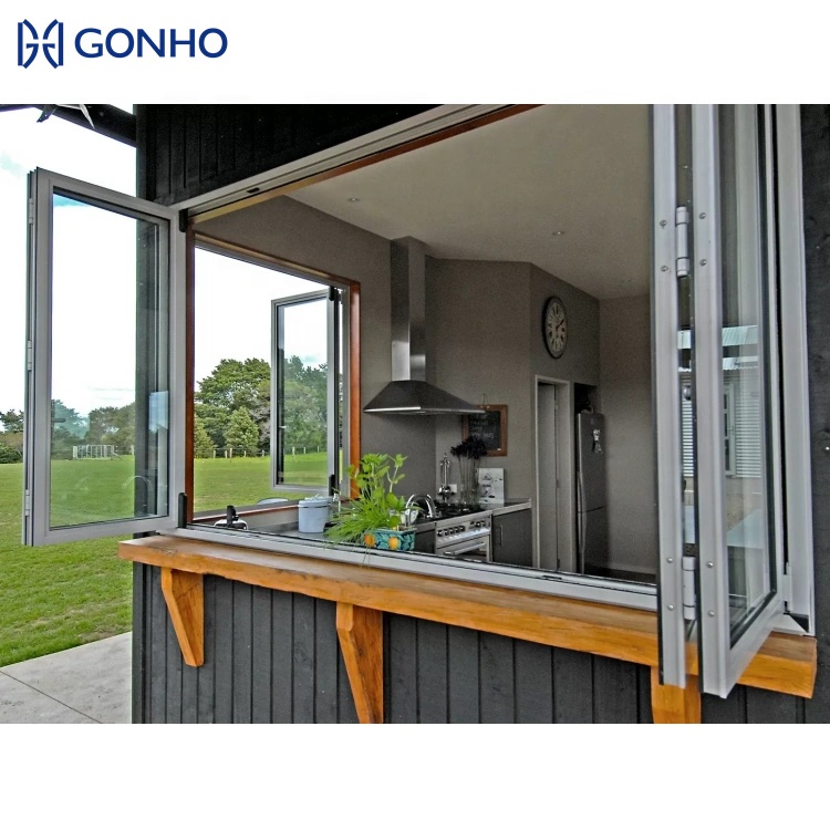 Commercial Used Residential Exterior Bifolding Window Tempered Glass Aluminum Windows And Doors For House