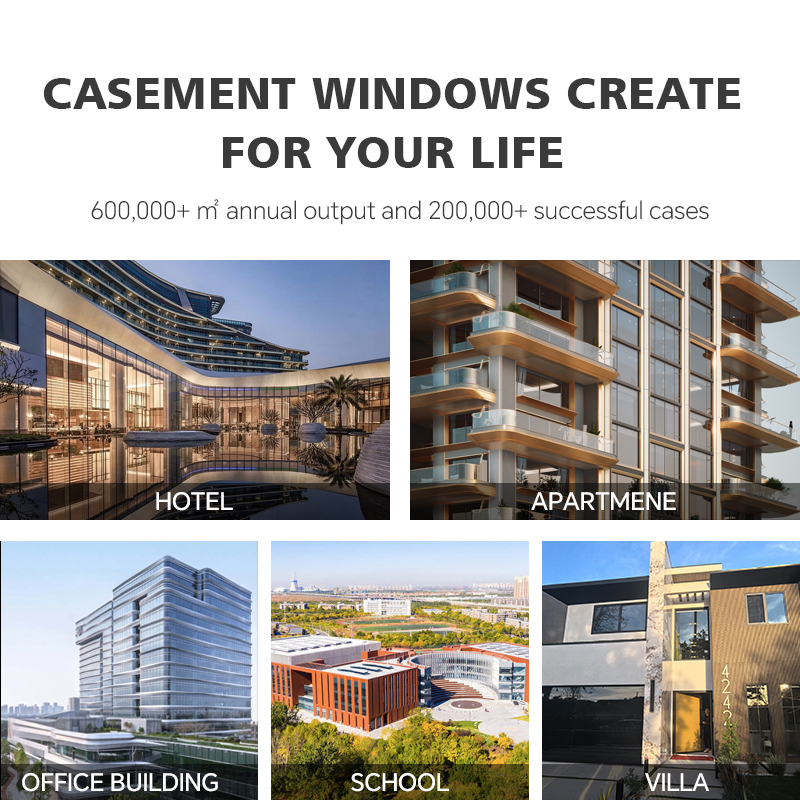 DERCHI Waterproof Windows External Storm Proof Hurricane Impact Modern Design Aluminum Casement Windows