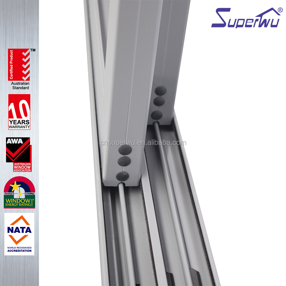 SUPERWU NFRC Standard Modern Architectural Design Aluminium Sliding Doors Double Glazed With Louver