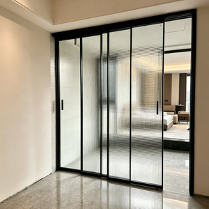 Modern Aluminum Frame Art Glass Sliding Door