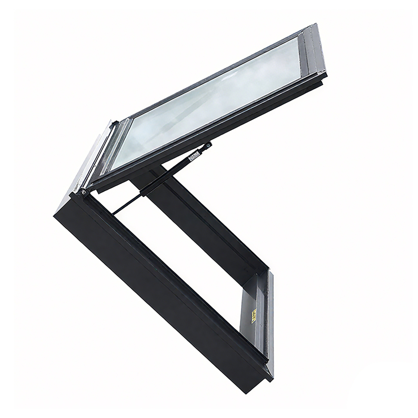 Manual Swing Vented Skylight 600X600mm Double Layer Tempered Glass Aluminum Alloy Frame for Attics Basements Roofs House Windows