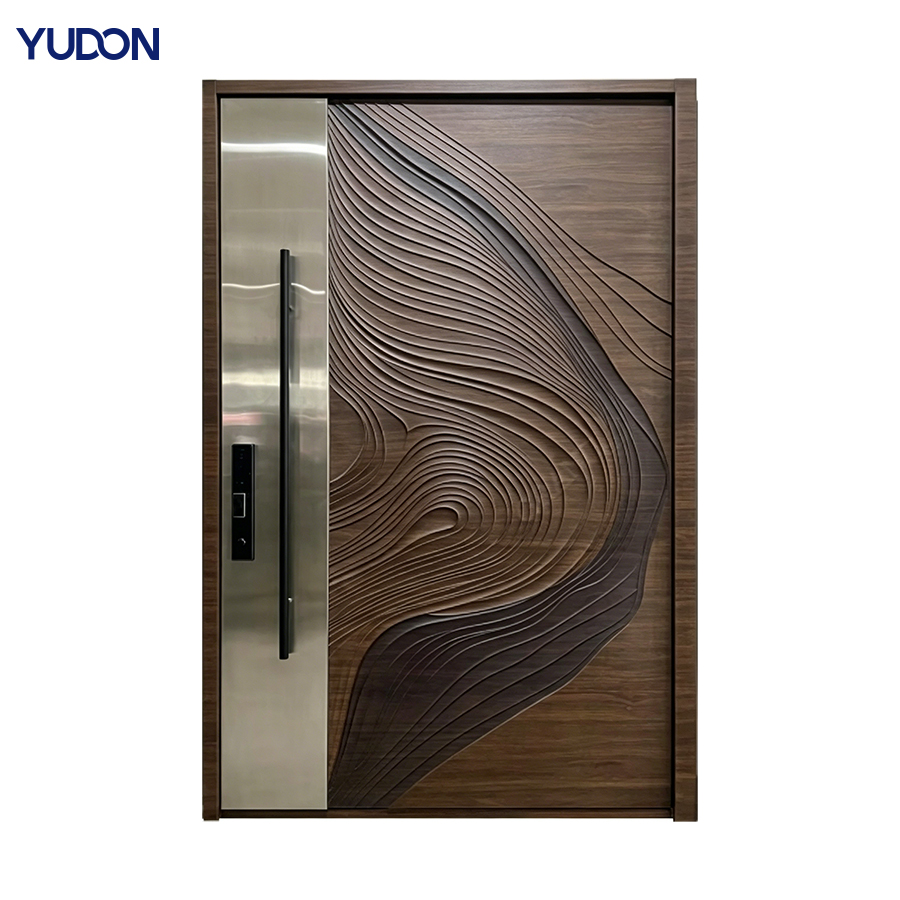 YUDON DOOR Aluminum Pivot Door Puertas De Seguridad Exterior Modern Entry Door Anti Rust Hidden Hinge Heavy Duty for Residential