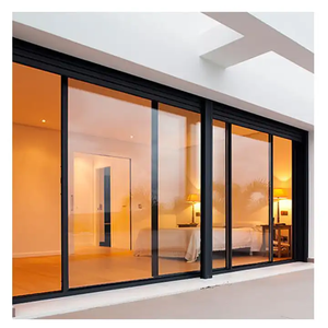 Aluminum Profile Double Glass Sliding Doors with Flyscreen