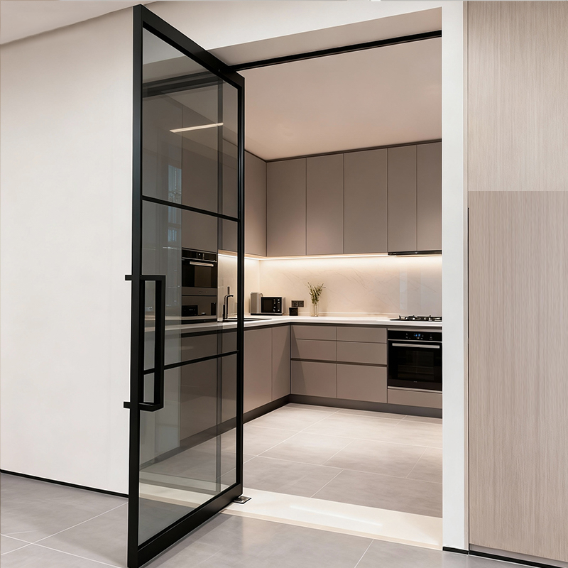 Apartment Building Project Glass Swing Door Aluminum Casement Door Interior Office Partition Wall Room Pivot Hinge Glass Door